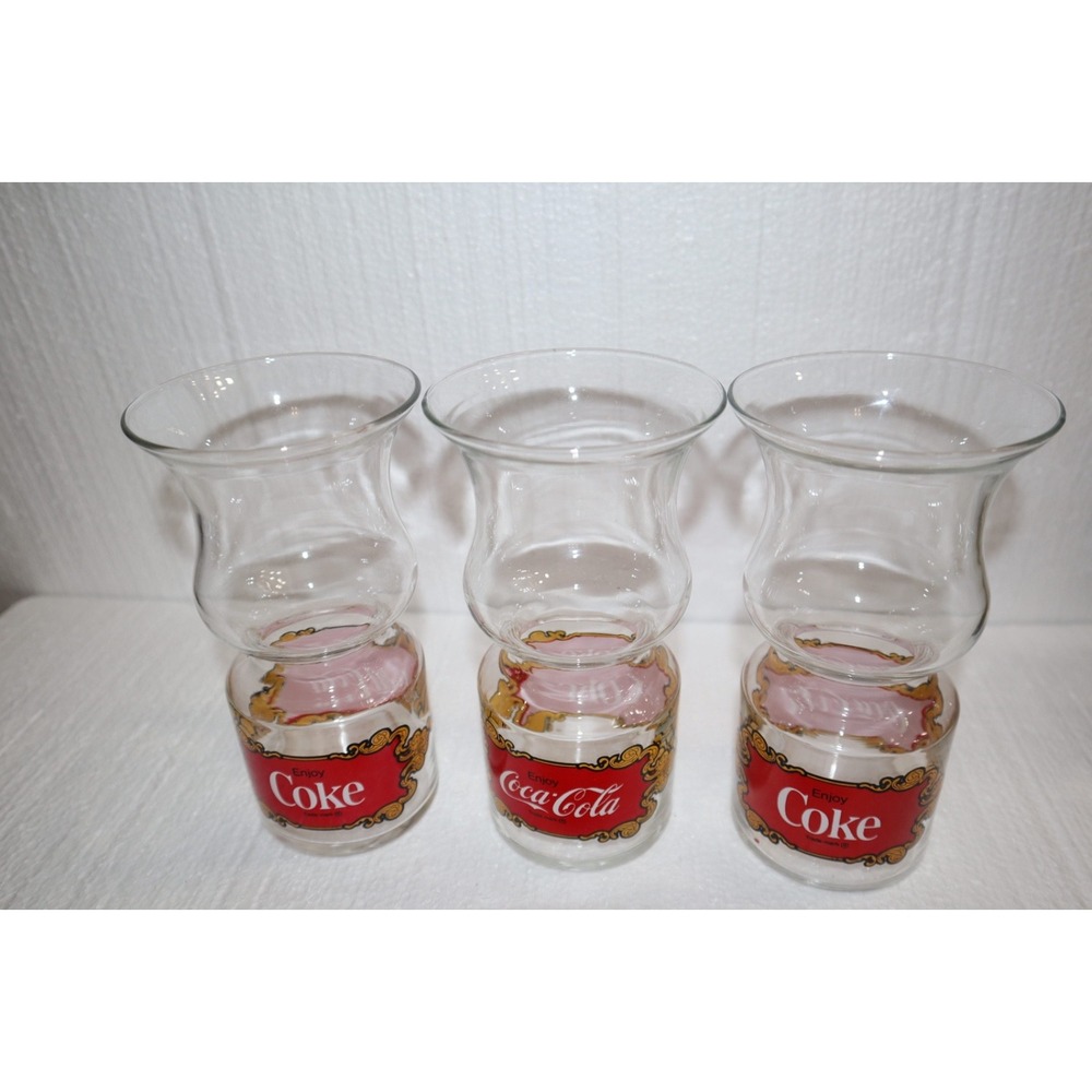 Vintage Libbey Vintage Coca-Cola Glass Hurricane Shaped Floating Candle & Holder